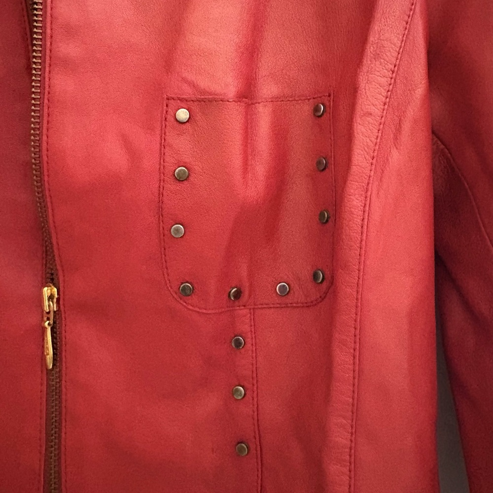 Cache Red Leather Jacket with Studs - image 6